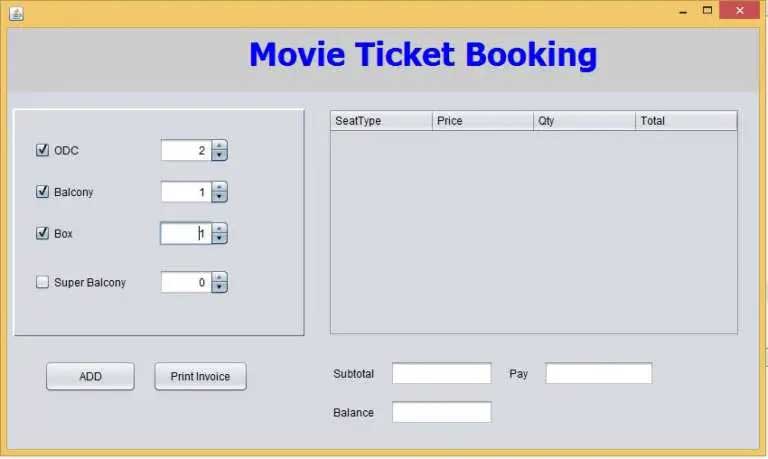 Movie Ticket Booking System in Java mysql - Tutusfunny