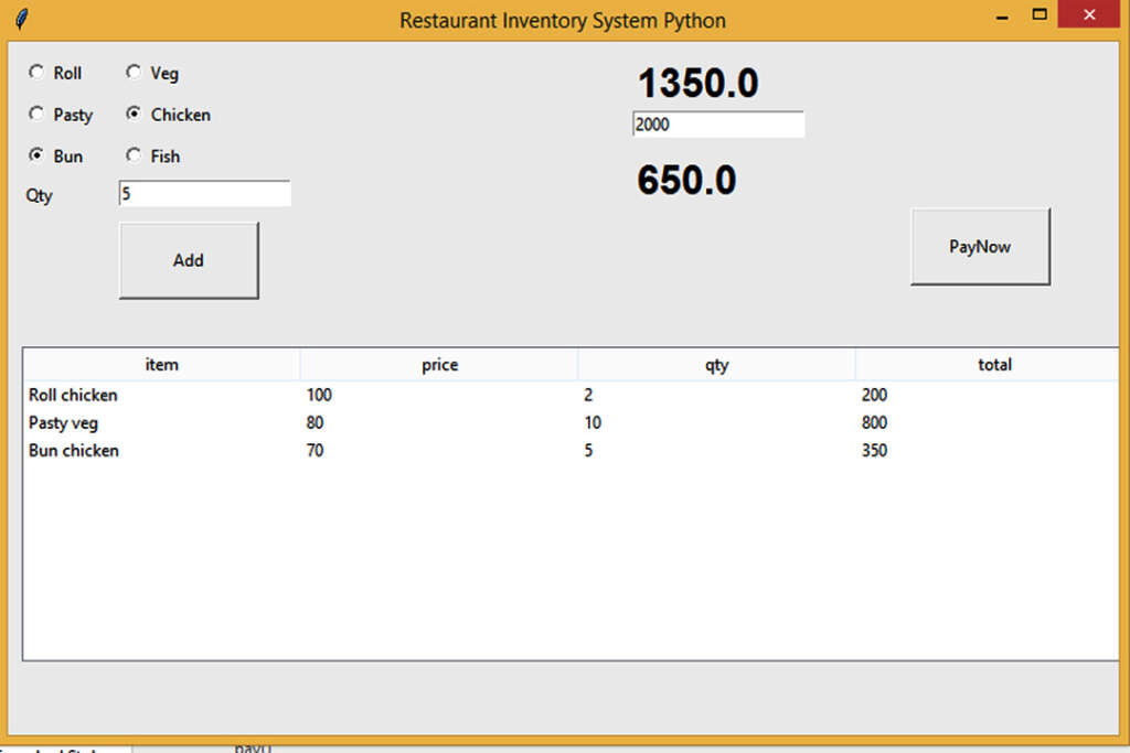 Restaurant Inventory System Python - Tutusfunny