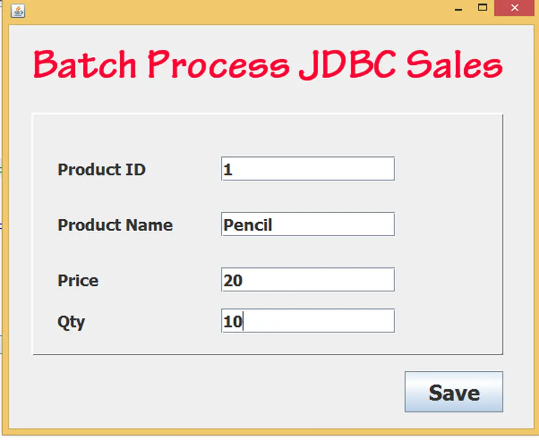 Batch Processing Java JDBC Gui - Tutusfunny