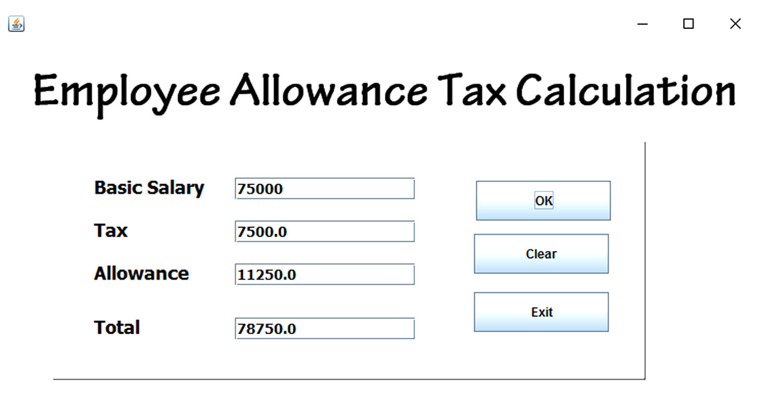 Employee Allowance Tax Calculation using Java - Tutusfunny