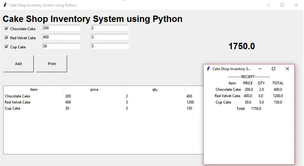Cake Shop Inventory Management in Python - Tutusfunny