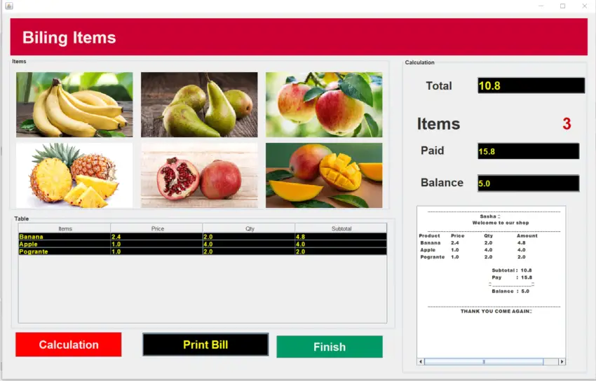 Touchable shop Pos system using Java - Tutusfunny